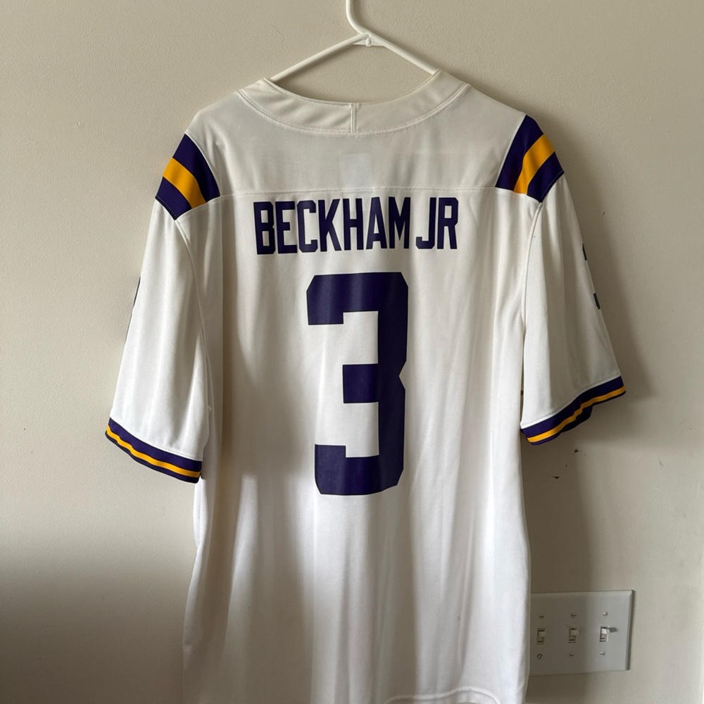 Men’s Nike Odell Beckham Jr #3 LSU Tigers NCAA DriFit Jersey Sz 2XL - White RARE - Picture 7 of 7